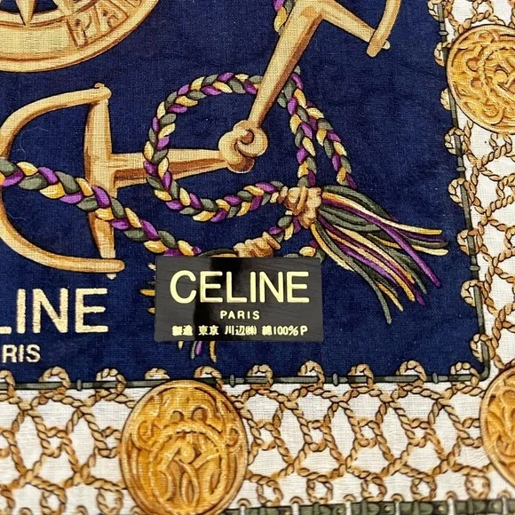 Vintage Celine Paris Navy Silk Scarf BNWT Late 1980s-Early 90s Rare France - Picture 16 of 16